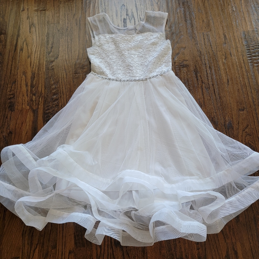 Speechless White Lace Formal Kids Dress